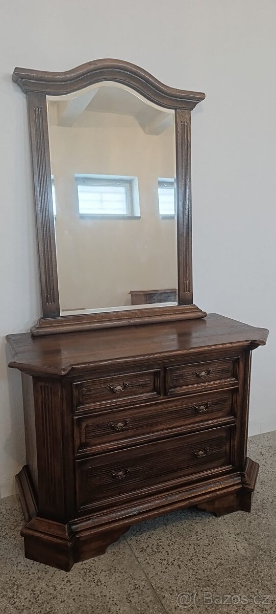 Starožitná komoda + zrcadlo, nábytek z masívu - 4