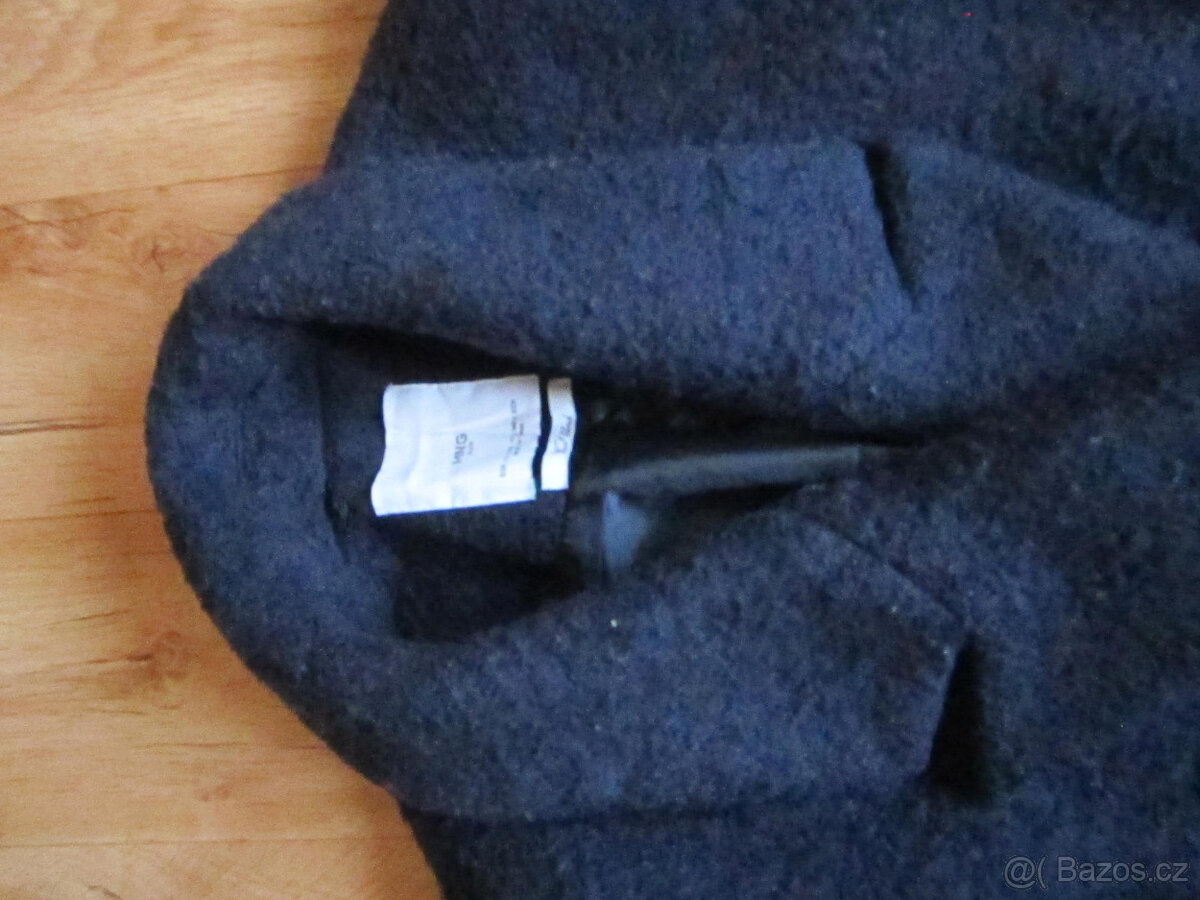 Sytě modrý zimní kabát zn. Mango, XS/S/M, 50% vlny - 4