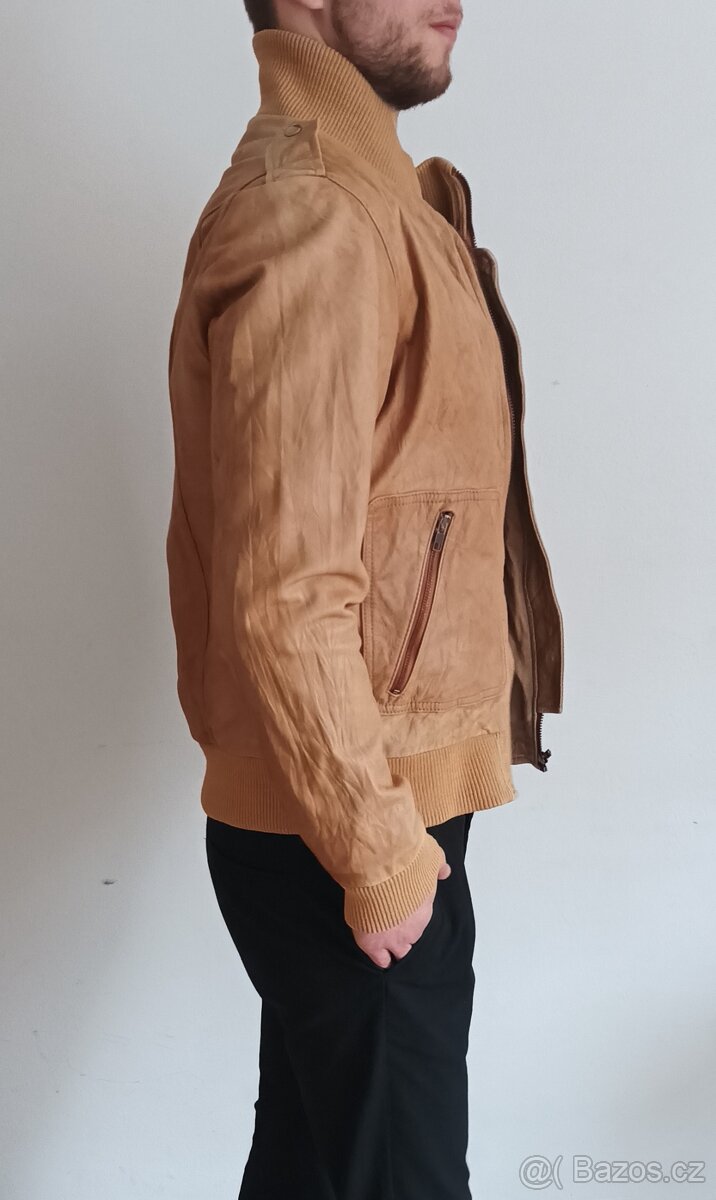 Pánská kožená bunda hnědá - 4