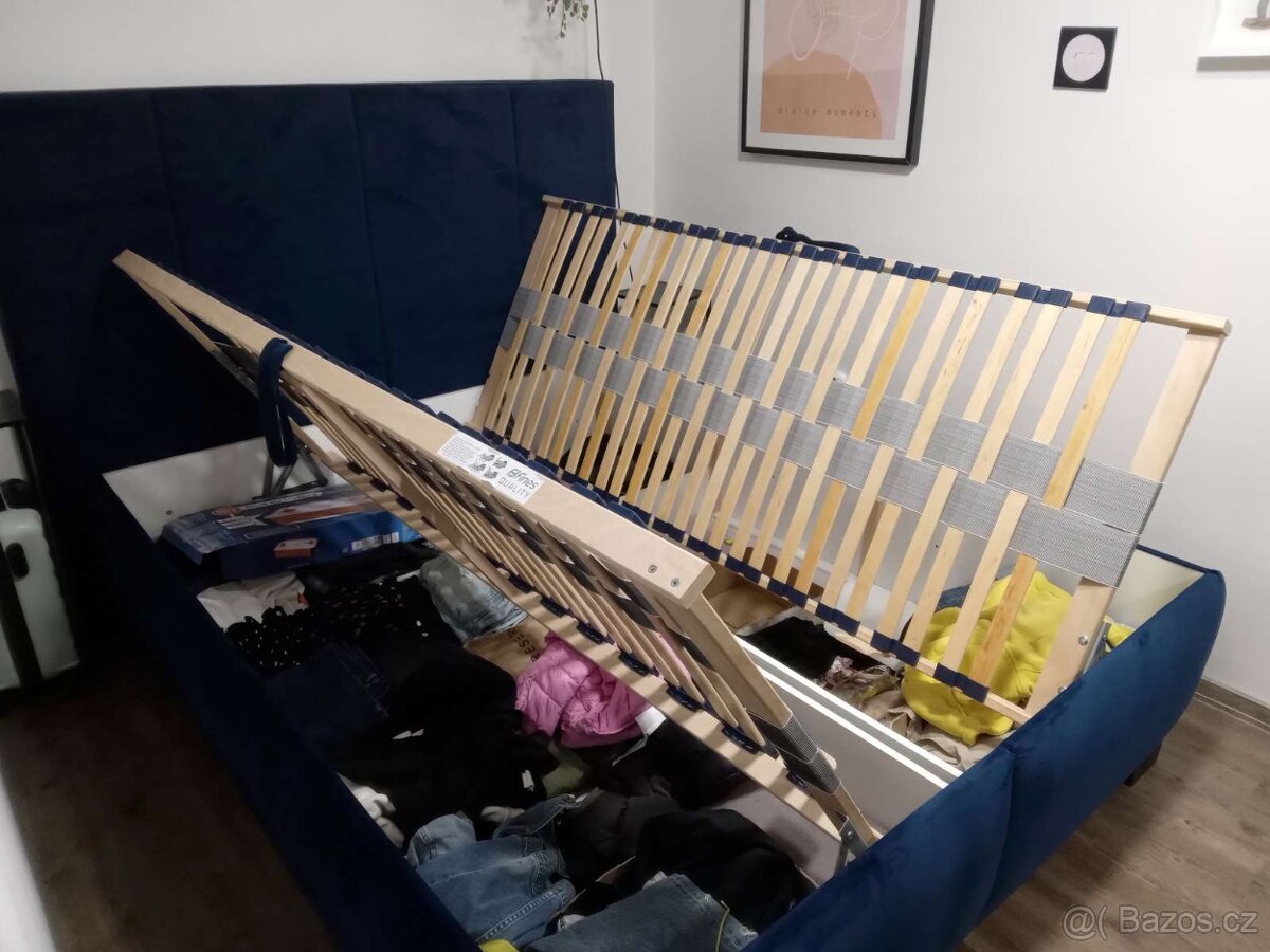 Čalouněná postel Olympia 160 - modrá - 4