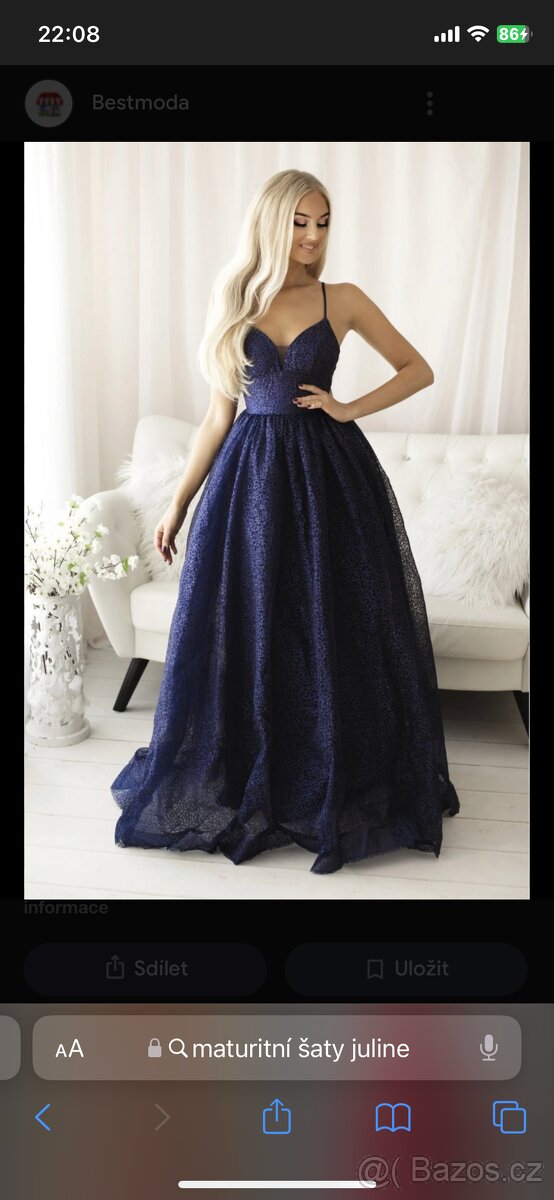 Tmavě modré maturitní plesové šaty S - 4