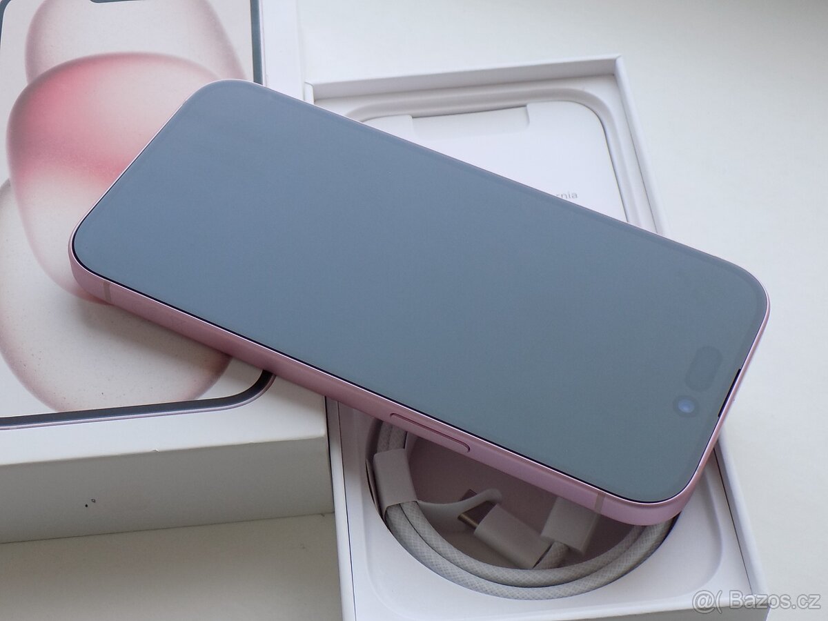 APPLE iPhone 15 128GB Pink - ZÁRUKA 12 MĚSÍCŮ - JAKO NOVÝ - 4