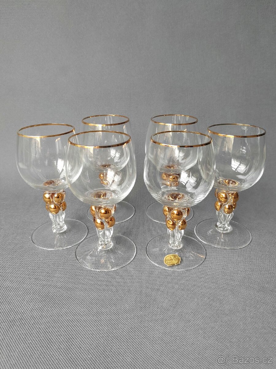 Nádherná sada skleniček na vino Zlatá Zuzana 1956-1960 - 4