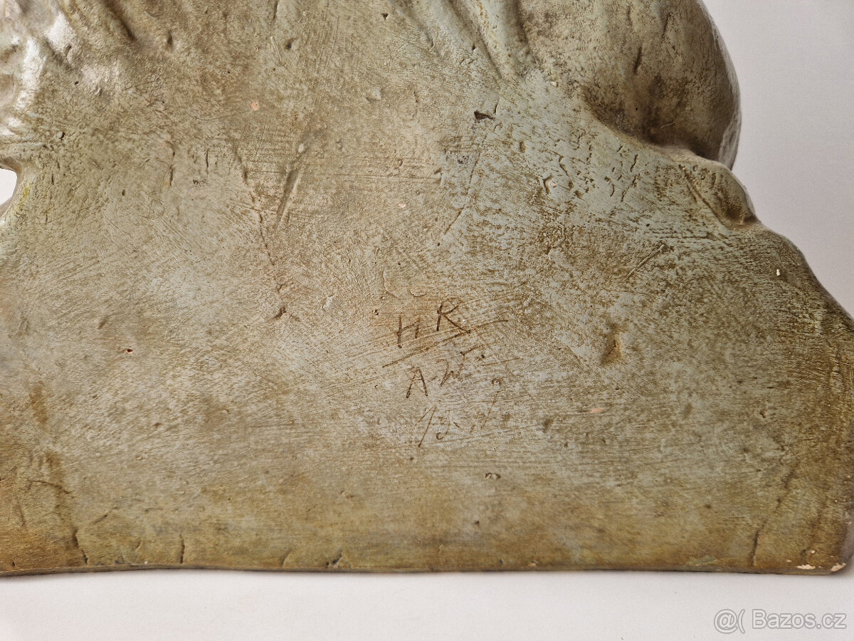 Starožitná secesní keramická socha sousoší busta děti ca1900 - 4