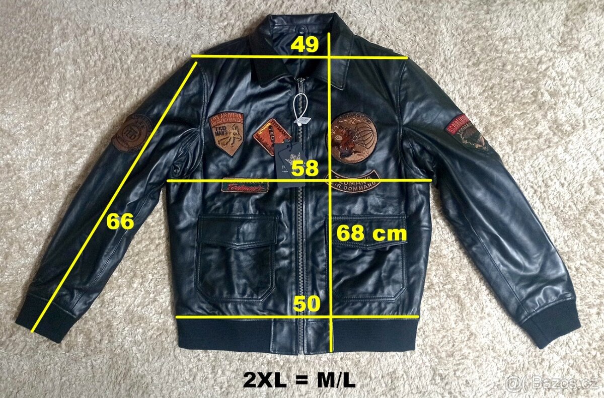 NOVÁ kožená letecká bunda A2 - M-L,XL-2XL - 4