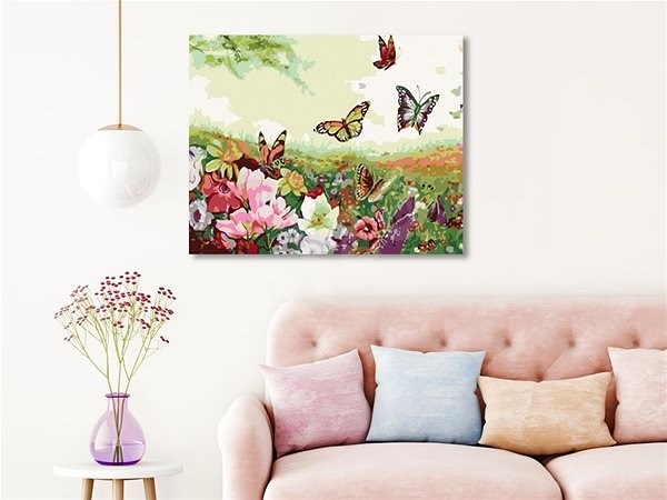 Malování podle čísel - Louka plná motýlů, 50x40 cm obraz - 4