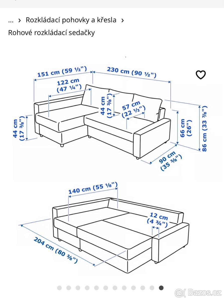 Rozkládací pohovka do L IKEA FRIHETEN - 4