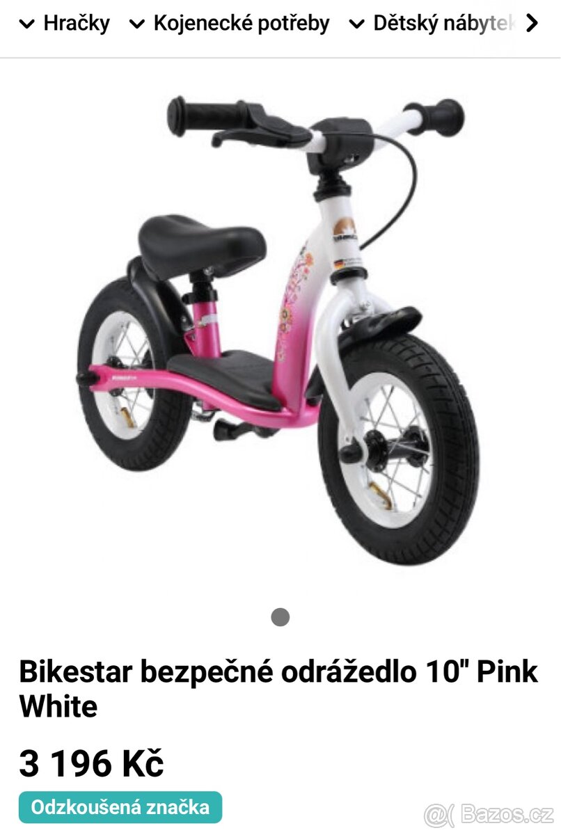 Bikestar bezpečné odrážedlo 10´´ Pink White - zabalené - 4