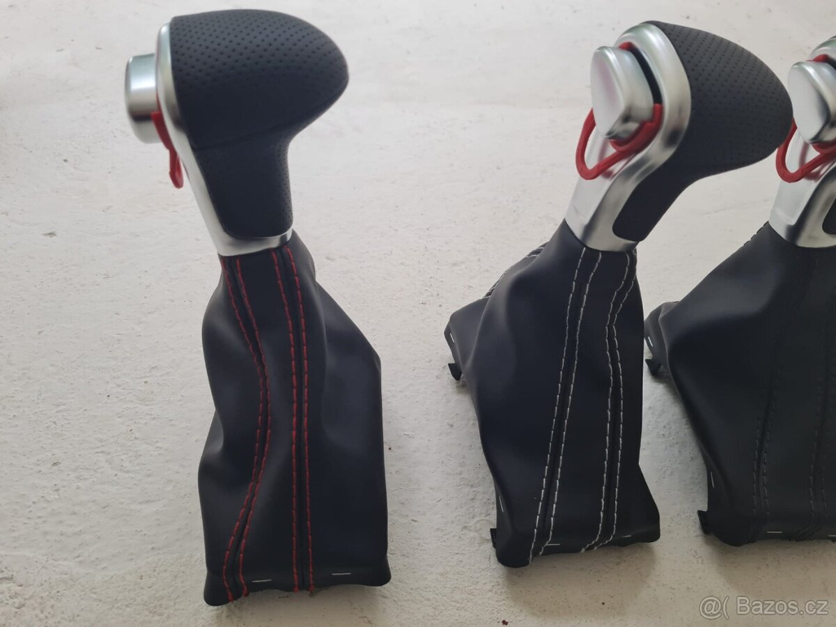 Radiaca páka pre automat AUDI / čierna biela červená nitka - 4