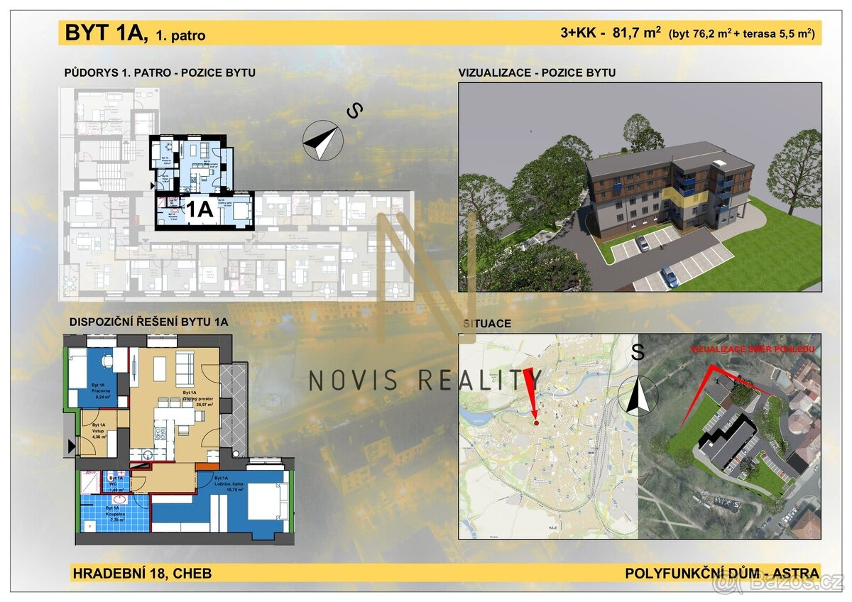 Prodej, byt 3+kk, 1A, 76,2 m², ul. Hradební, Cheb - 4