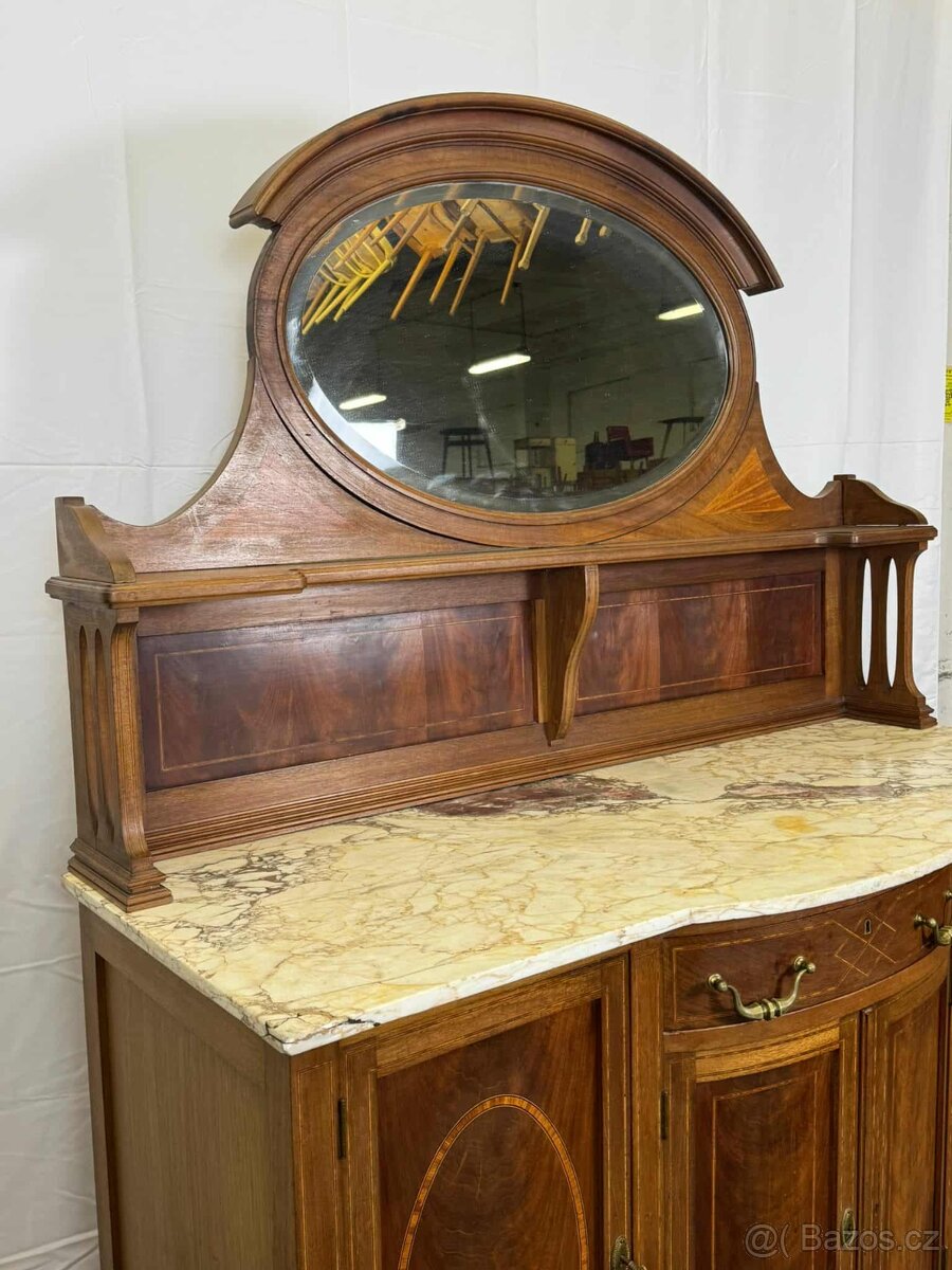 Starožitná komoda s nástavbou a zrcadlem (133023) - 4