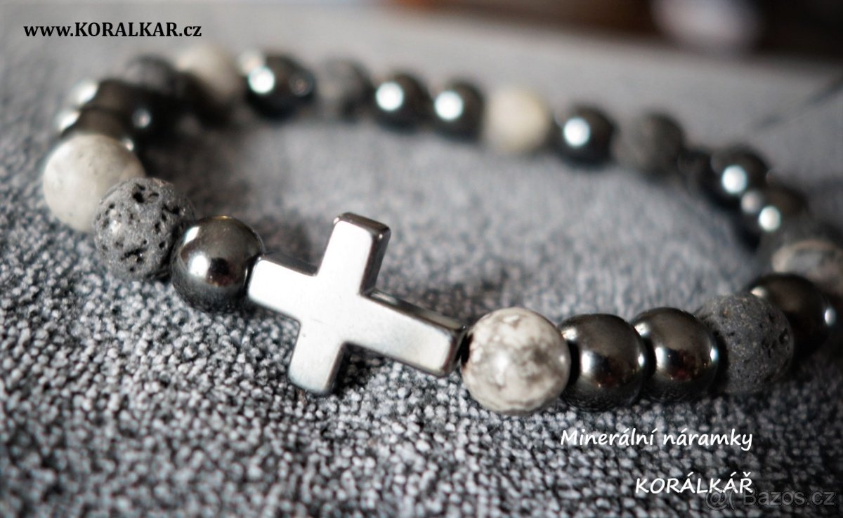 Pánské minerální náramky - náramek z minerálů lávy aj - 4