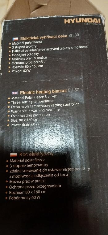 NOVÁ Vyhřívaná deka HYUNDAY HB 80 - 4