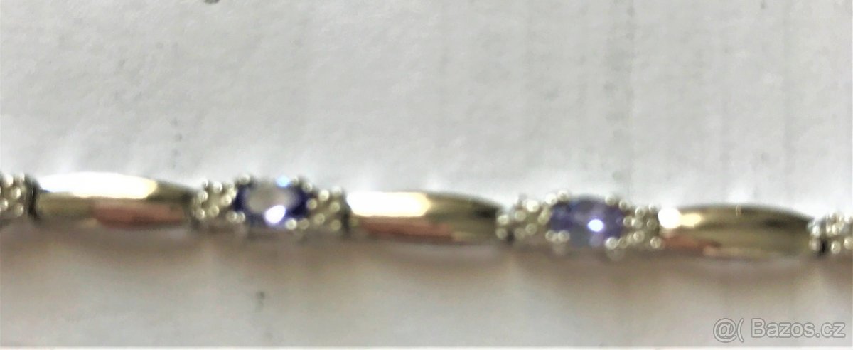 Zlatý náramek s diamanty a tanzanity - 4