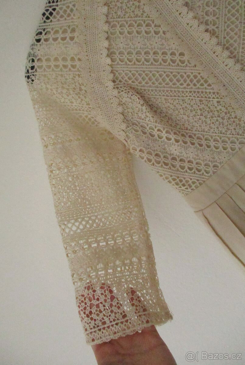 Dámské midi šaty béžové krajkové plisované S 36 - 4