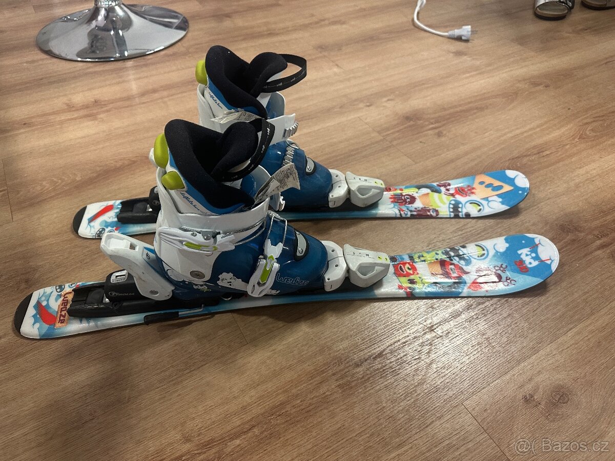 Set dětské lyže 77cm a lyžáky 18,5 - 4