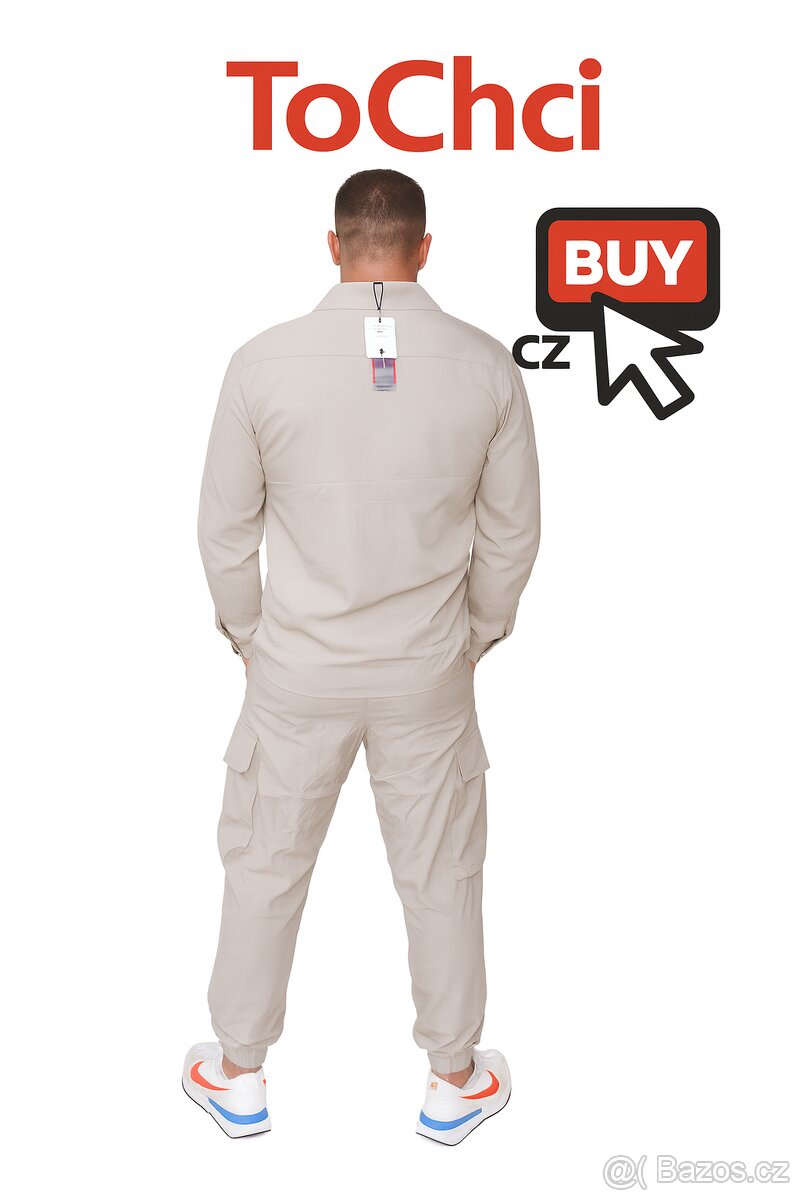 ADREXX Pánský set béžové cargo kalhoty a košile S, M, L, XL - 4