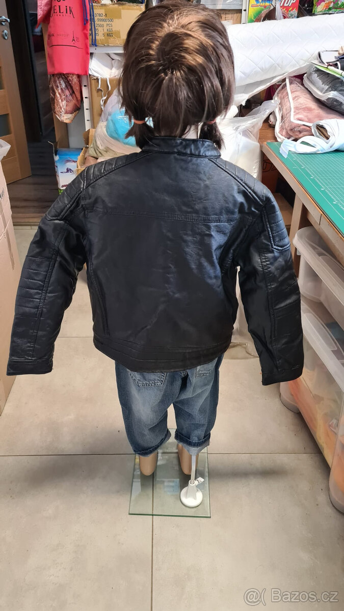Motorkářká kožená bunda dětská vel. 134 - 4