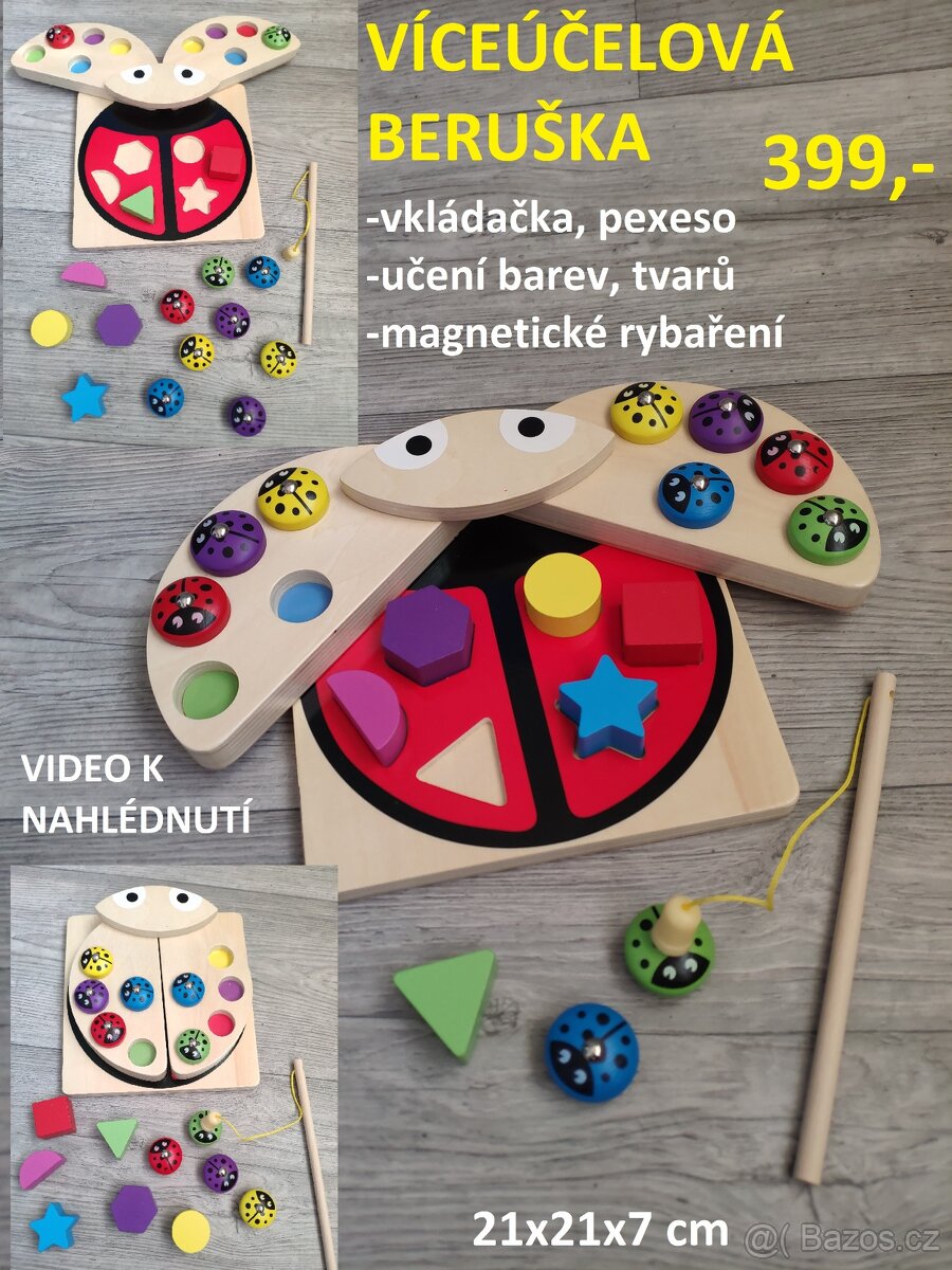 DŘEVĚNÉ HRAČKY - včeličky, duhové kuličky... - 4