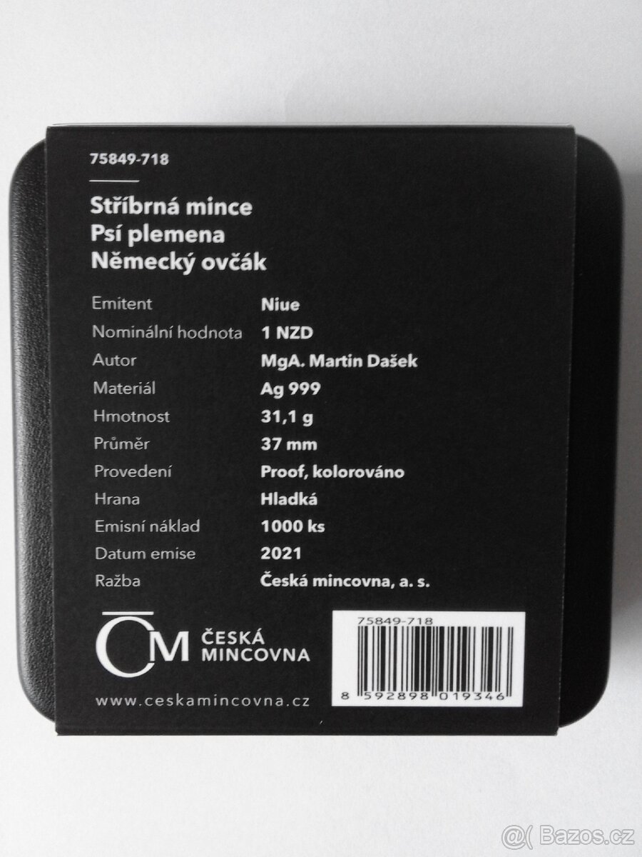 Stříbrná mince ze série Psí plemena - Německý ovčák - 4