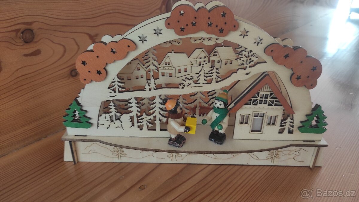Dřevěná led vánoční dekorace - 4