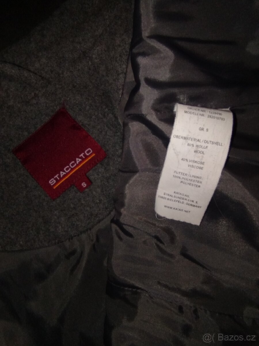 Šedý vlněný krátký dámský kabát - 4