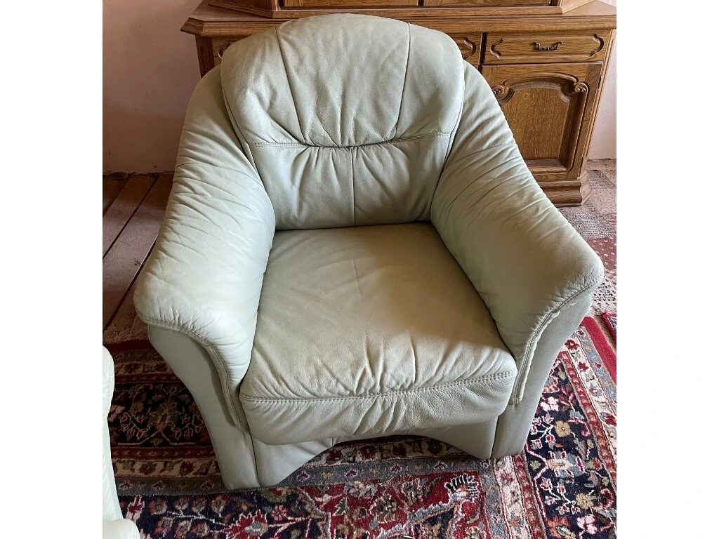 Luxusní kožená sedací souprava 3+1+taburet, 1900 - 4