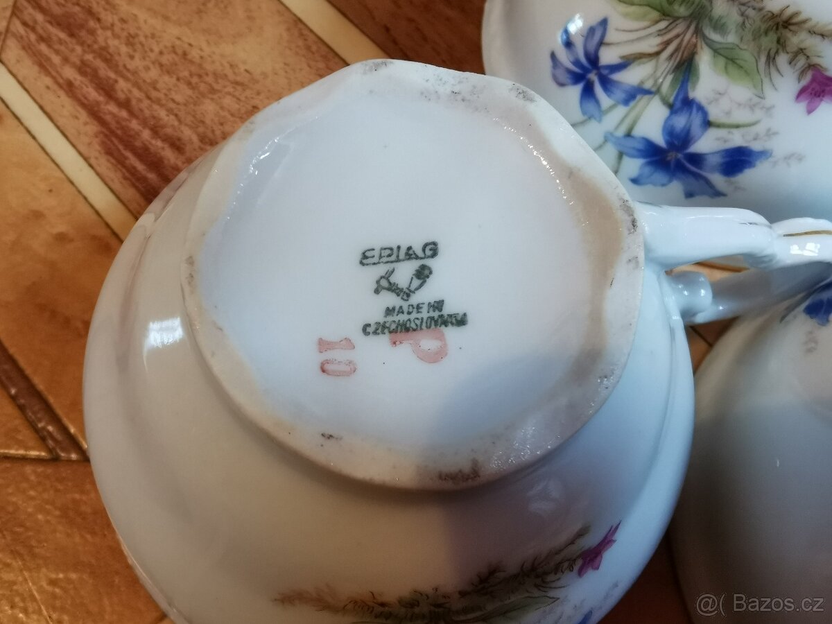 Starý kávový servis Epiag Loket s květinovým motivem - 4