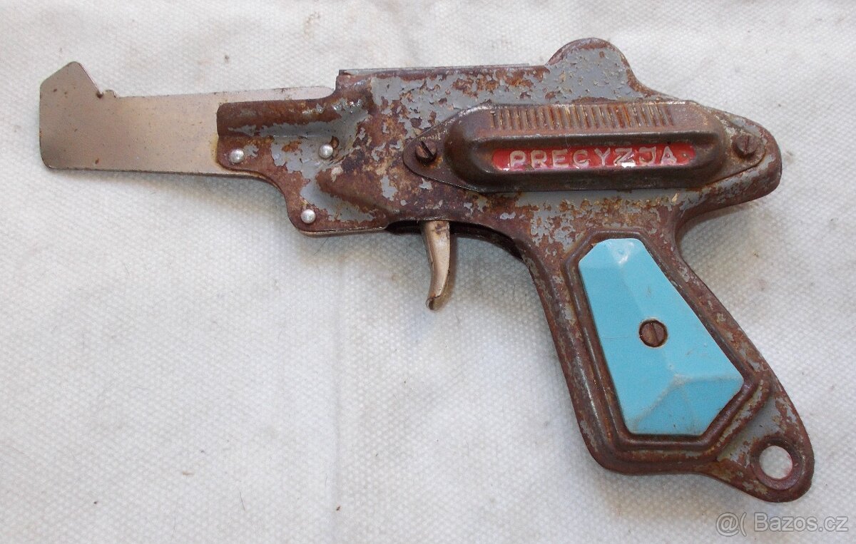 Dětská pistole, plechová hračka. - 4
