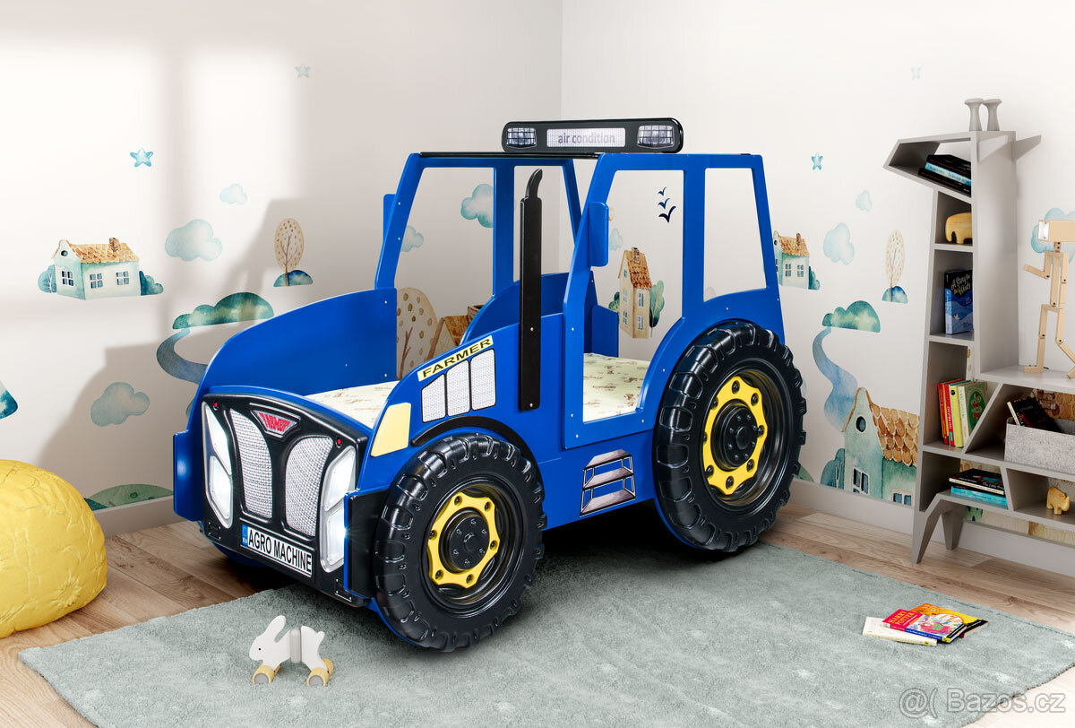 Dětská postel Traktor rošt + matrace + Led světla - 4