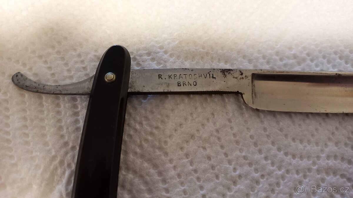 Starožitná břitva včetně pouzdra a brousku - 4