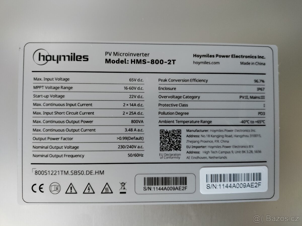 Mikrostřídač Hoymiles HMS-800-2T (800W) + AC kabel 230v - 4