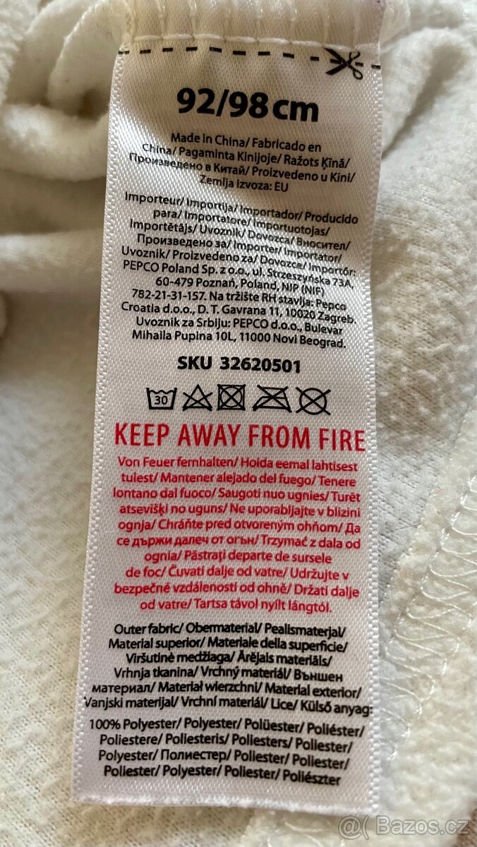 Bílá dívčí vánoční fleecová mikina se sobem vel. 92/98 - 4