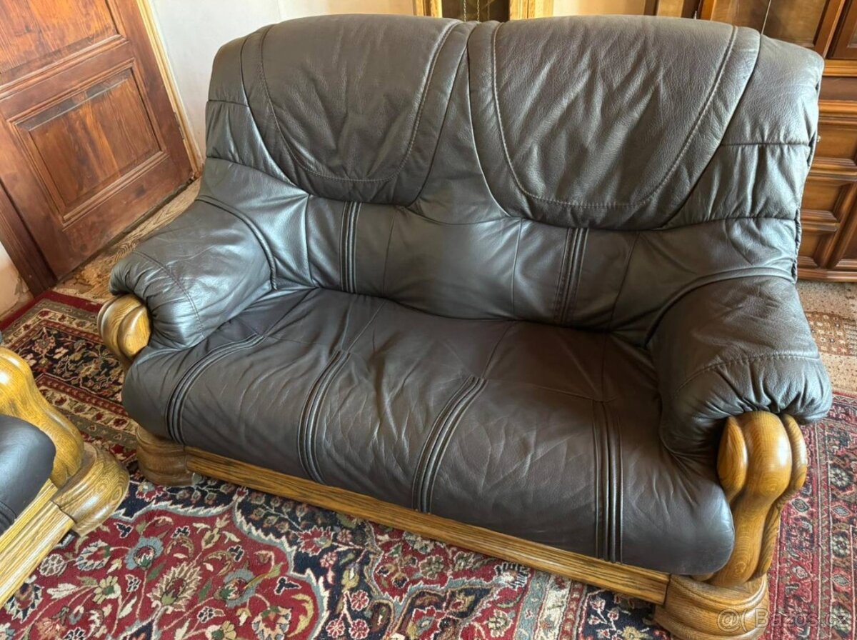 Rustikální kožená sedací souprava,6089 - 4