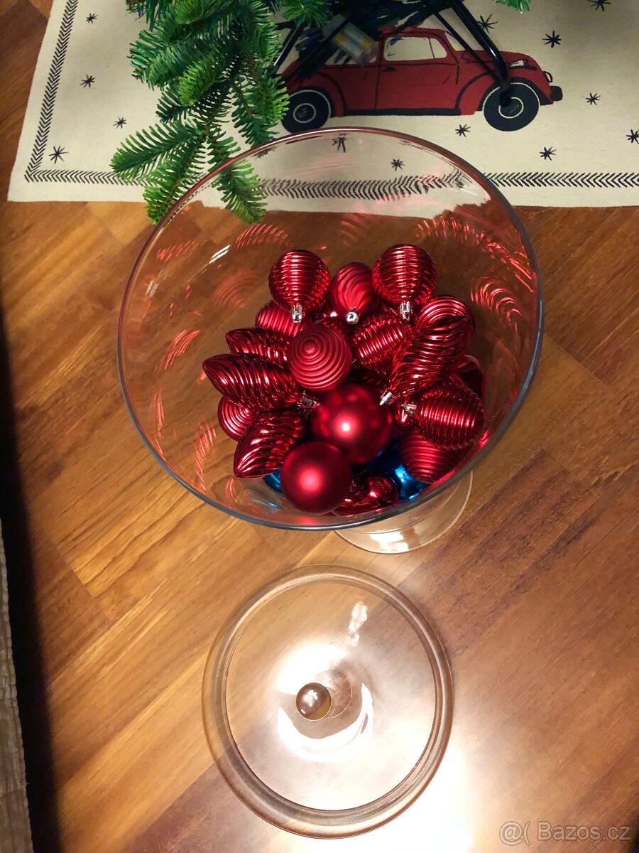 Velká skleněná váza + vánoční ozdoby - 4