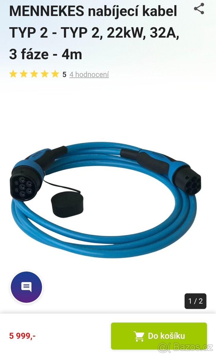 Nabíjecí kabel Mennekes 36213 TYP 2 - TYP 2, 4m - 4