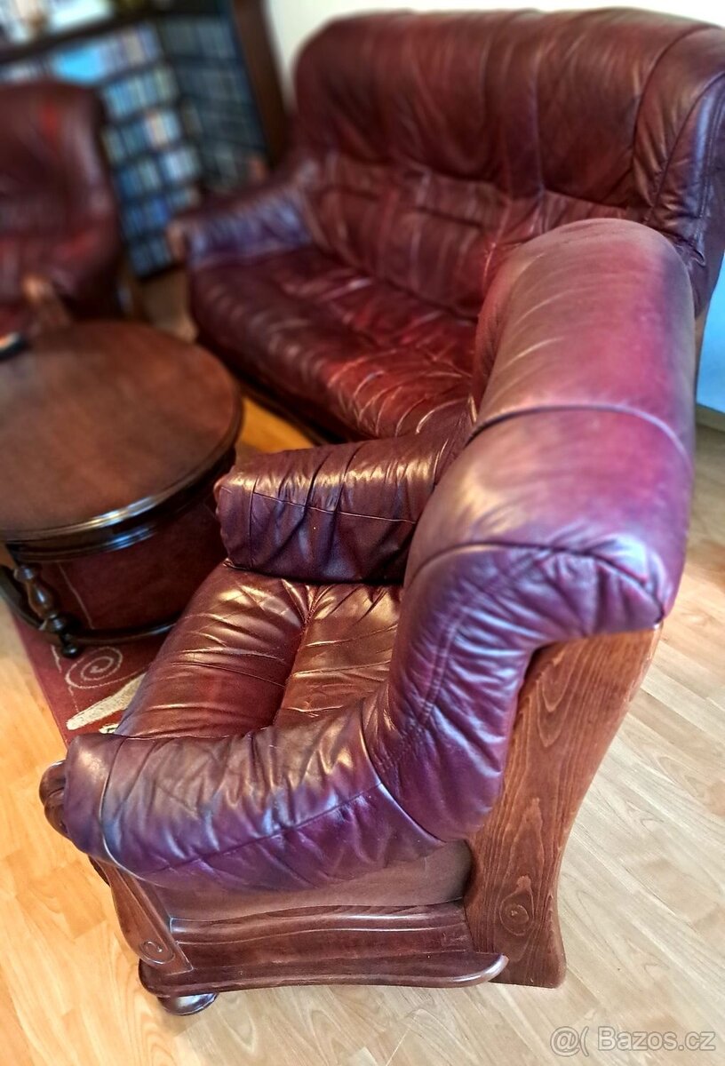 Kožená sedací souprava 3 + 1 + 1 - 4