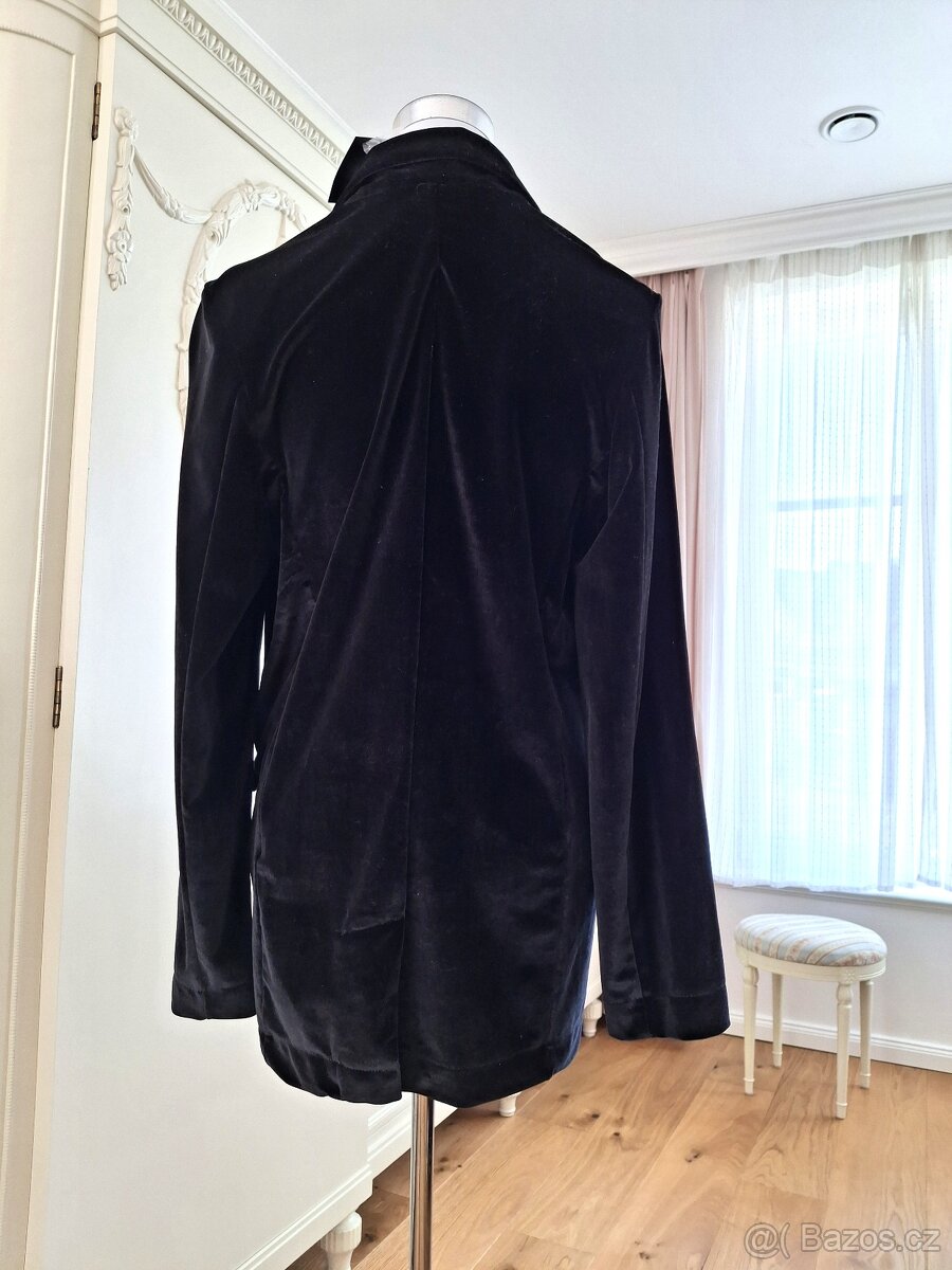 Nové s visačkou černé sametové sako M 38 Amisu pružné - 4