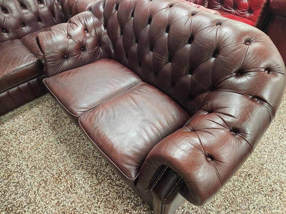 CHESTERFIELD ŠTÝL,KOŽENÁ 3+2+1,SEDAČKA - 4