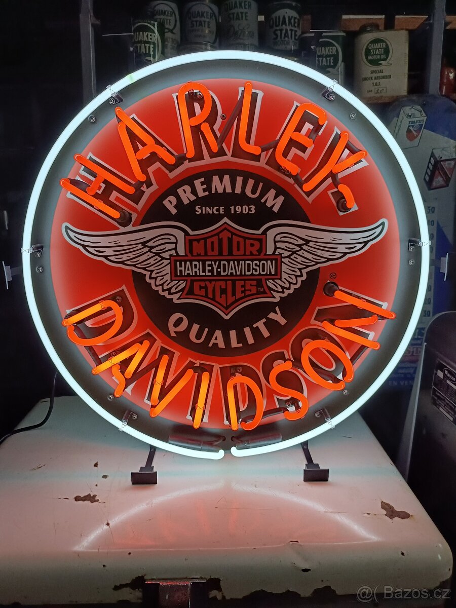 Velký neon Harley Davidson, dekorace do garáže - 4
