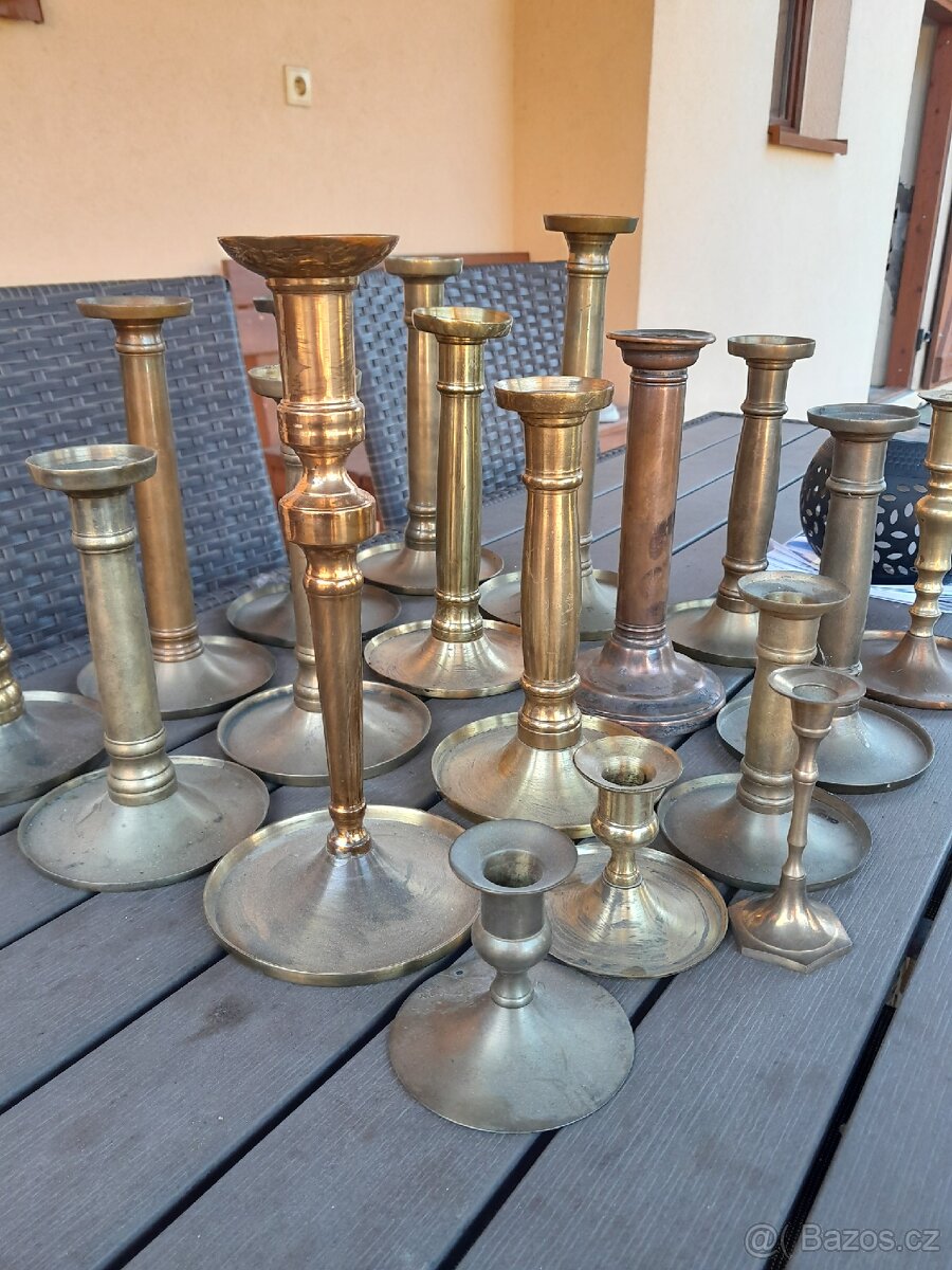 Mosazné starožitné svícny - 4