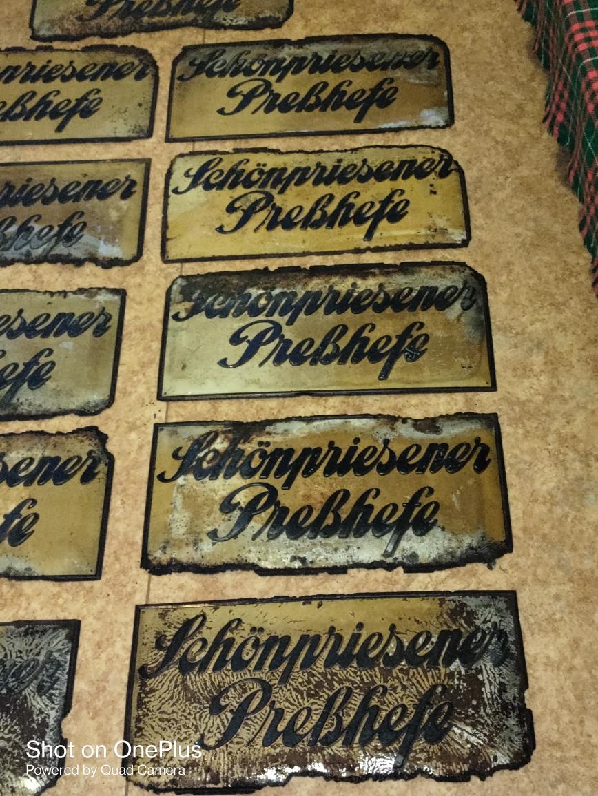 Starožitné,plechové reklamní tlačené cedule-lisované droždí - 4