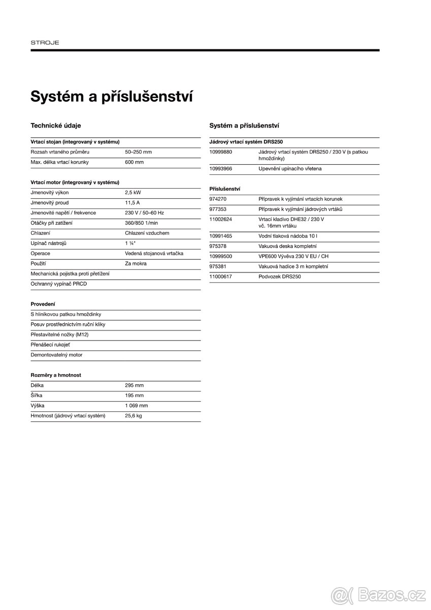 Jádrová vrtací sada Tyrolit DRS 250 - 4