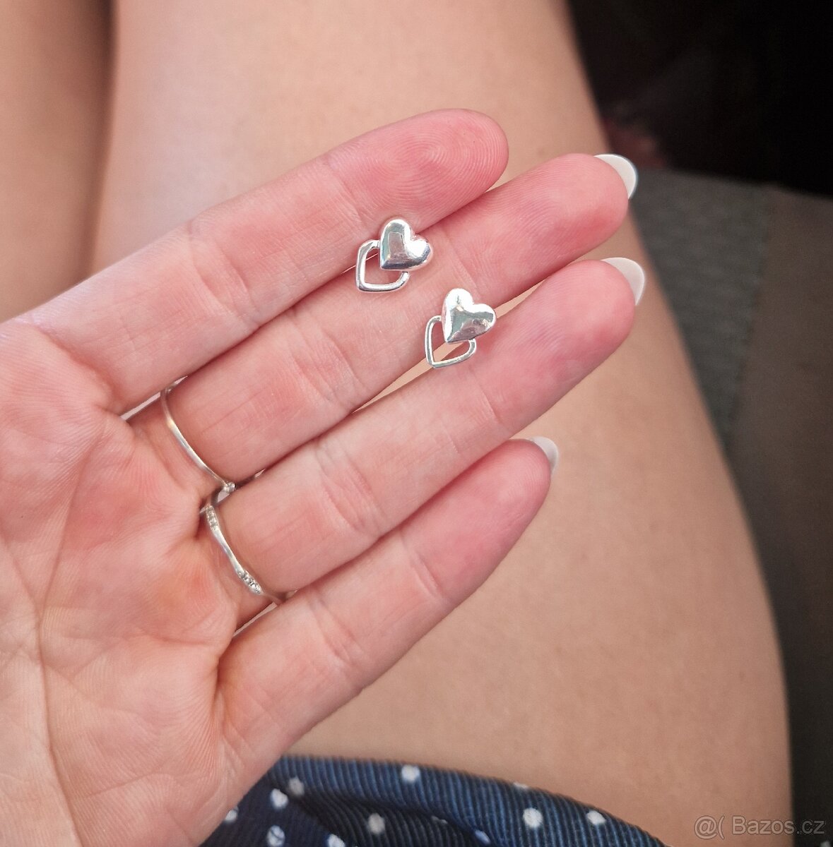 Nové dámské stříbrné náušnice srdce srdíčka 925 - 4