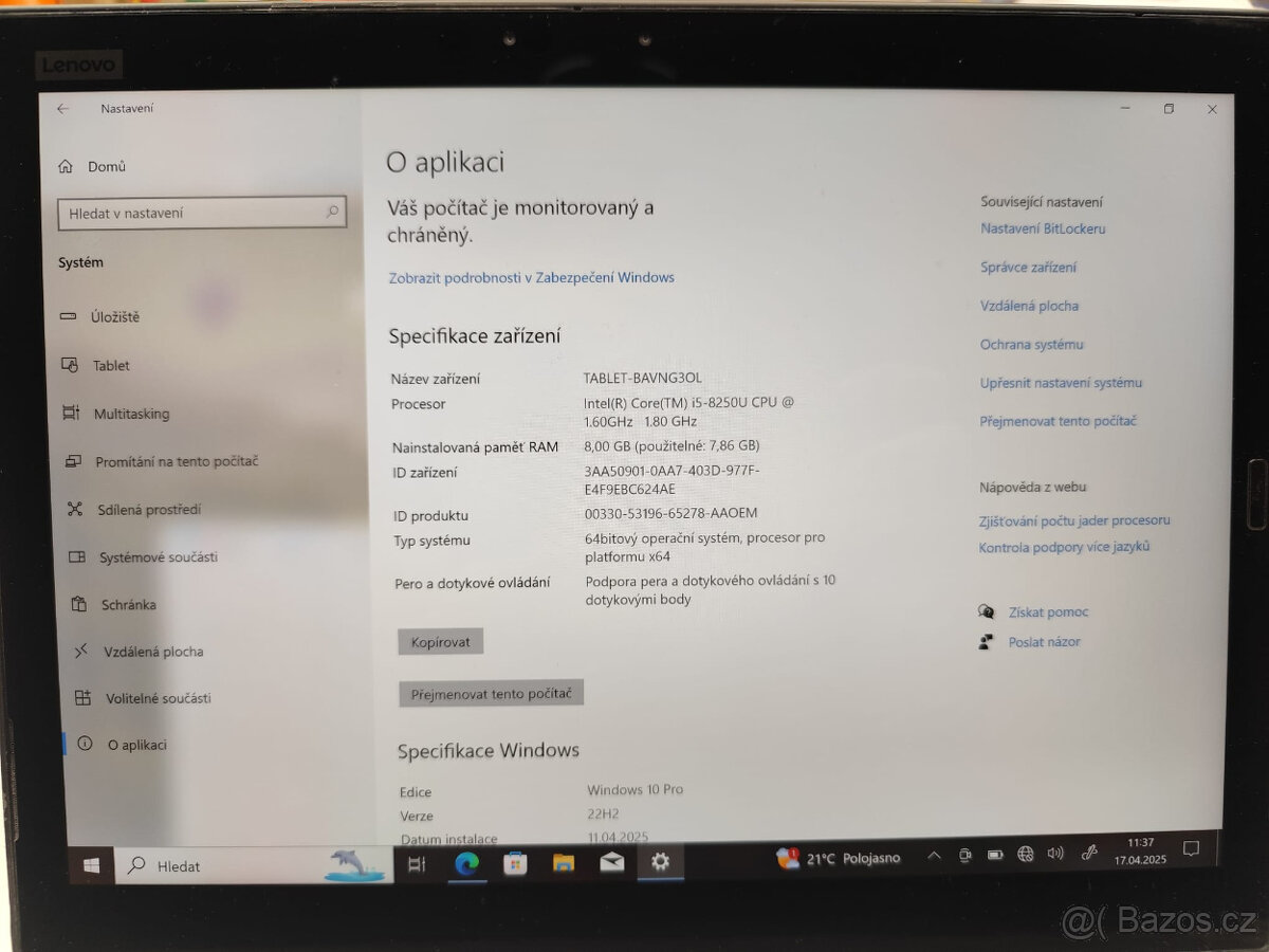 Lenovo ThinkPad X1 Tablet 3Gen i5 8GB / 256GB - B GRADE - 4