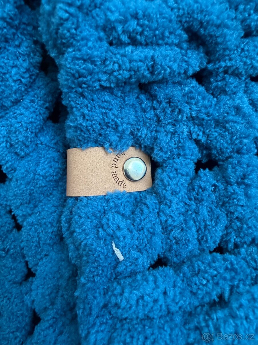 Ručně pletená deka petrolejová - 4