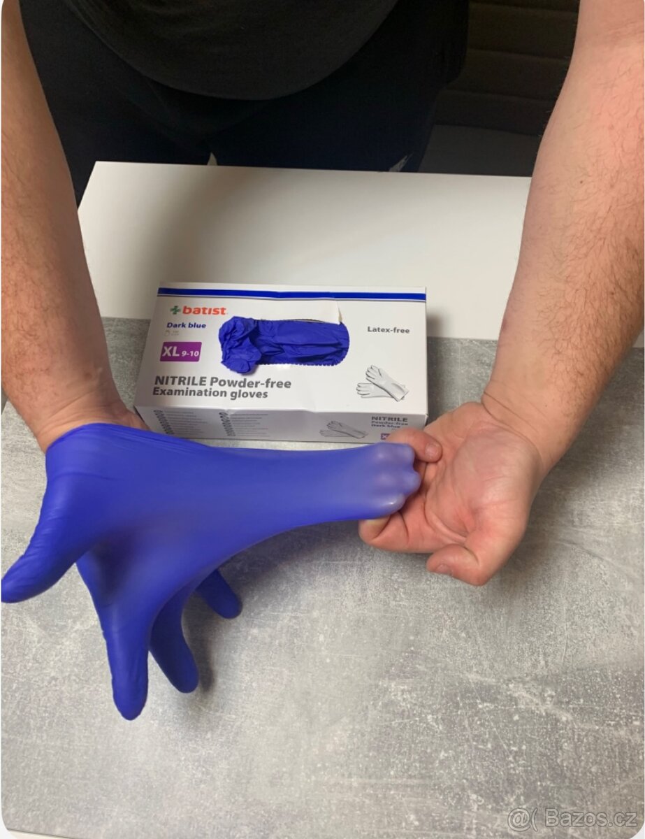 Nitrilové rukavice modré/černé - 4