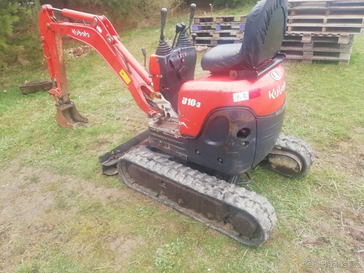 Minibagr Kubota U10-3, r.v. 2011, 2300 Mth,dvě rychlosti poj - 4