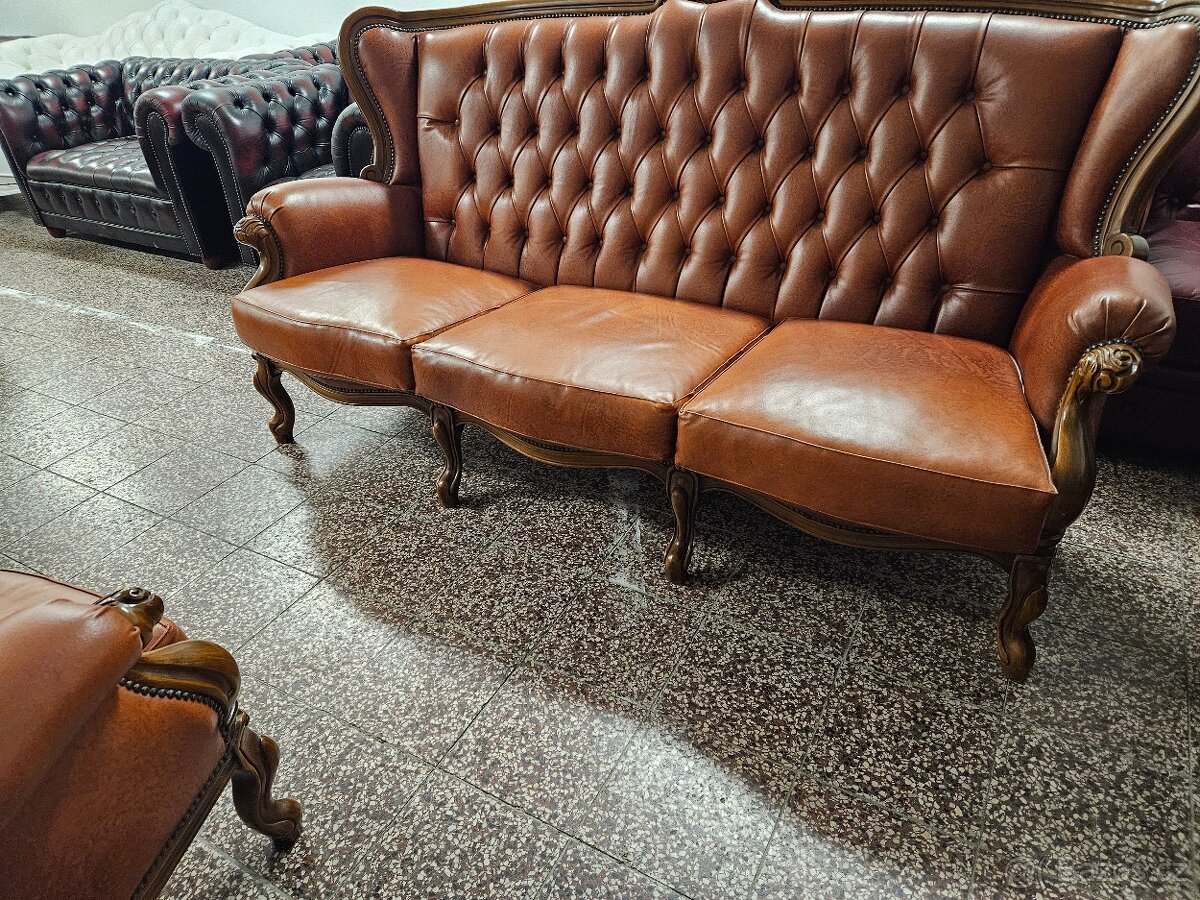 KOŽENÁ SEAČKA V ANGLICKOM ŠTÝLE,V TOP STAVE 3+1+1 - 4