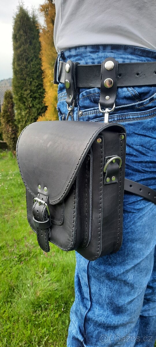 Kožená moto kapsa na pásek,stehno,rameno. - 4